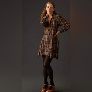Anthropologie Pilcro Plaid Mini Shirt Dress Size Small